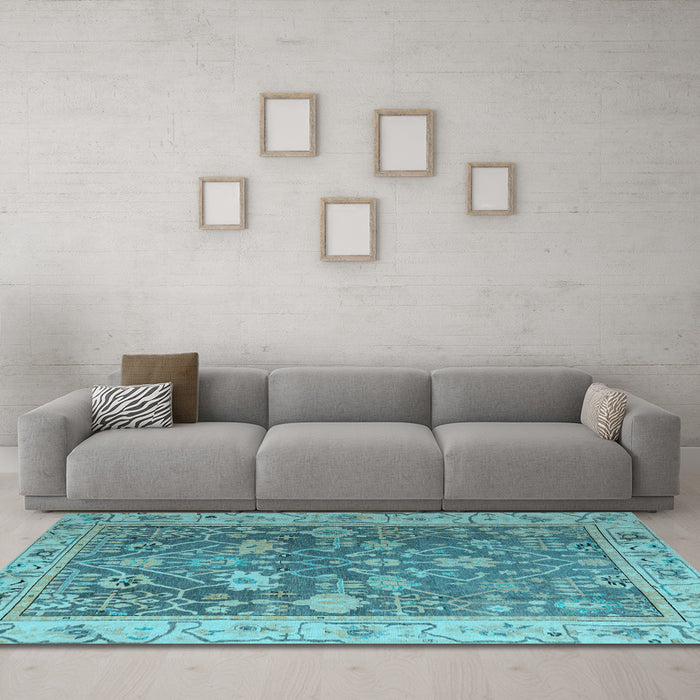 Machine Washable Abstract Light Blue Modern Rug in a Living Room, wshabs4327lblu