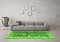 Machine Washable Abstract Green Modern Rug, wshabs4327grn