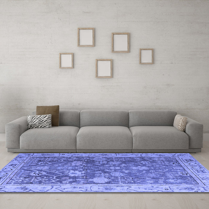 Machine Washable Abstract Blue Modern Rug in a Living Room, wshabs4327blu
