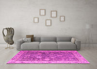 Machine Washable Abstract Pink Modern Rug, wshabs4327pnk