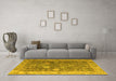 Machine Washable Abstract Yellow Modern Rug in a Living Room, wshabs4327yw