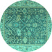 Round Abstract Turquoise Modern Rug, abs4327turq