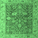 Square Abstract Emerald Green Modern Rug, abs4327emgrn