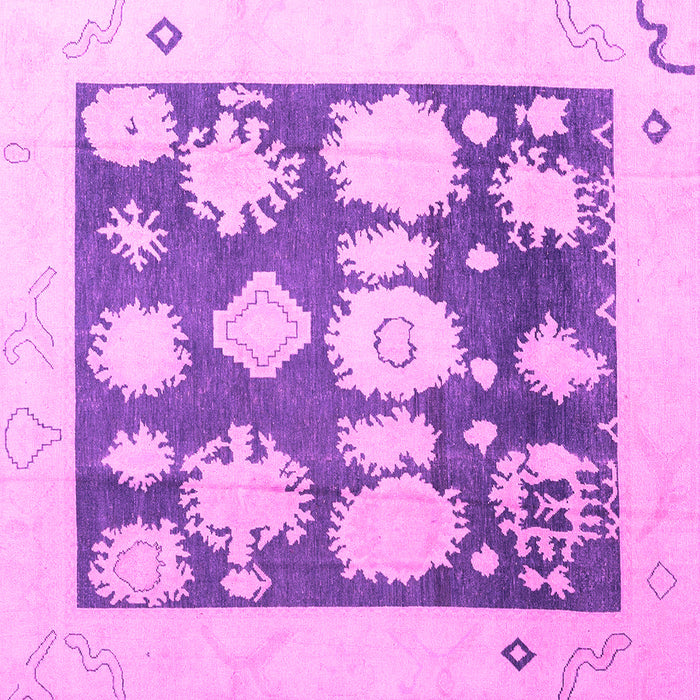Square Machine Washable Oriental Pink Traditional Rug, wshabs4328pnk