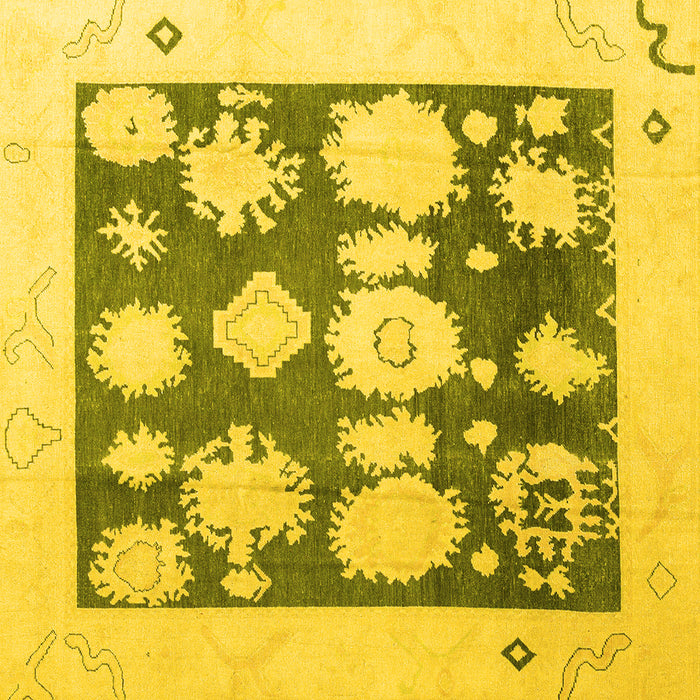 Square Machine Washable Oriental Yellow Traditional Rug, wshabs4328yw