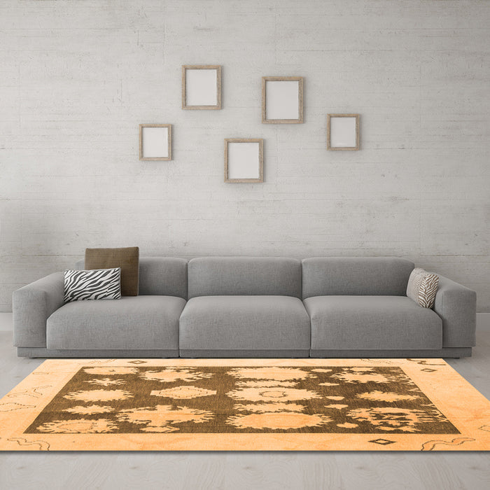Machine Washable Oriental Orange Traditional Area Rugs in a Living Room, wshabs4328org