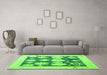 Machine Washable Oriental Green Traditional Area Rugs in a Living Room,, wshabs4328grn