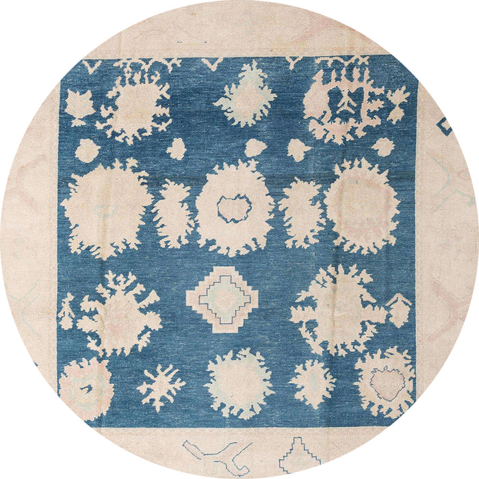 Round Machine Washable Abstract Cadet Blue Green Rug, wshabs4328