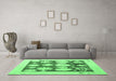 Machine Washable Oriental Emerald Green Traditional Area Rugs in a Living Room,, wshabs4328emgrn