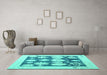 Machine Washable Oriental Turquoise Traditional Area Rugs in a Living Room,, wshabs4328turq