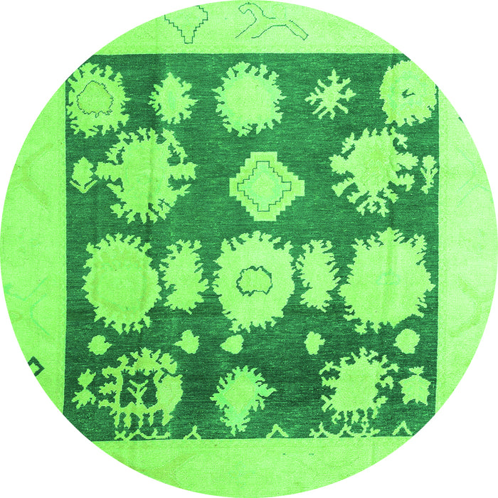 Round Oriental Green Traditional Rug, abs4328grn