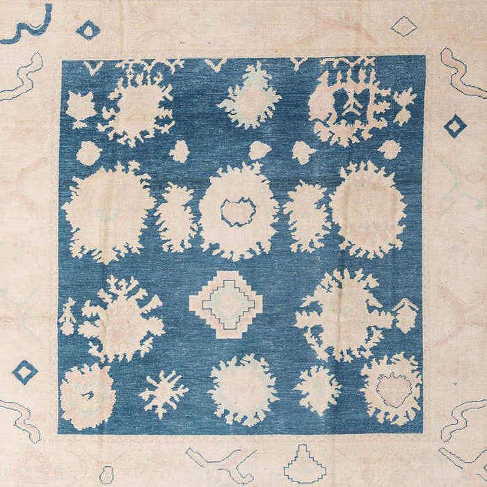 Square Abstract Cadet Blue Green Oriental Rug, abs4328