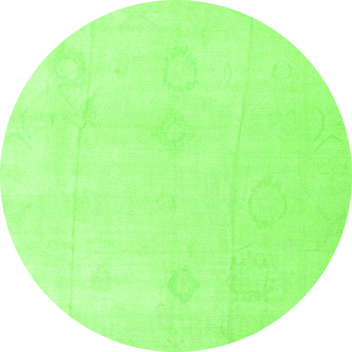 Round Machine Washable Oriental Green Traditional Area Rugs, wshabs4329grn