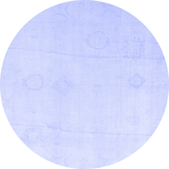 Round Machine Washable Oriental Blue Traditional Rug, wshabs4329blu