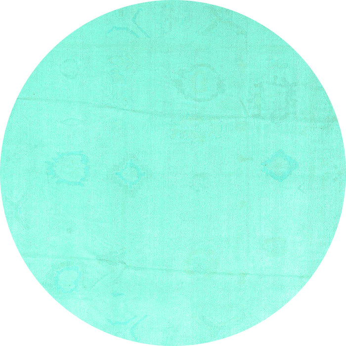 Round Oriental Turquoise Traditional Rug, abs4329turq
