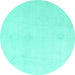 Round Oriental Turquoise Traditional Rug, abs4329turq