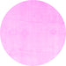 Round Oriental Pink Traditional Rug, abs4329pnk