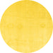 Round Oriental Yellow Traditional Rug, abs4329yw