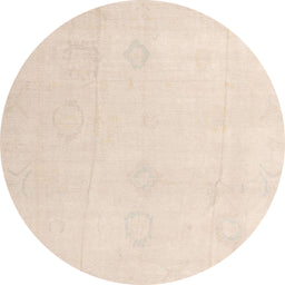 Round Abstract Light Orange Gold Oriental Rug, abs4329