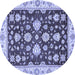 Round Oriental Blue Traditional Rug, abs432blu