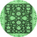 Round Oriental Emerald Green Traditional Rug, abs432emgrn