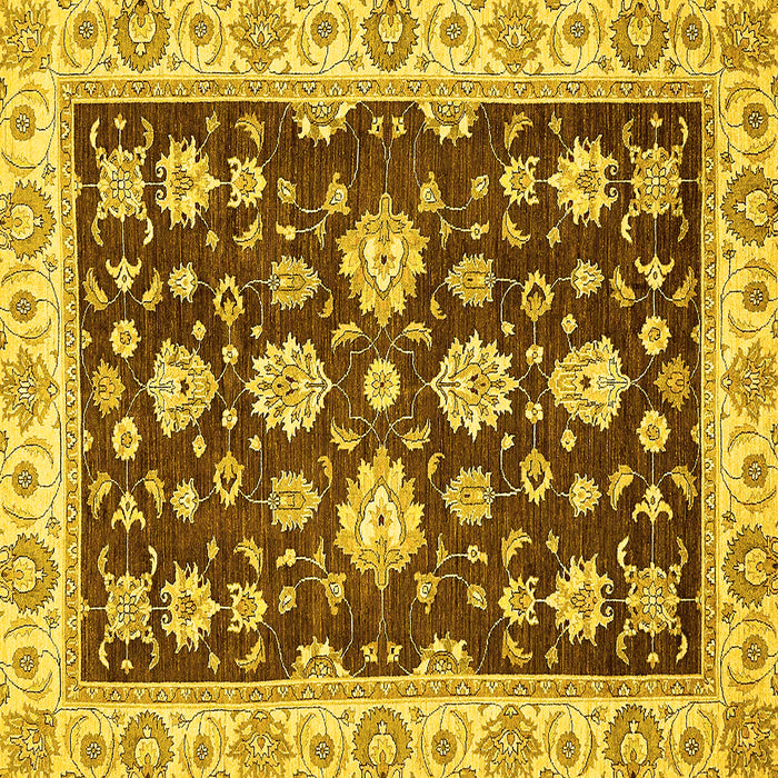 Square Oriental Yellow Traditional Rug, abs432yw