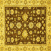 Square Oriental Yellow Traditional Rug, abs432yw