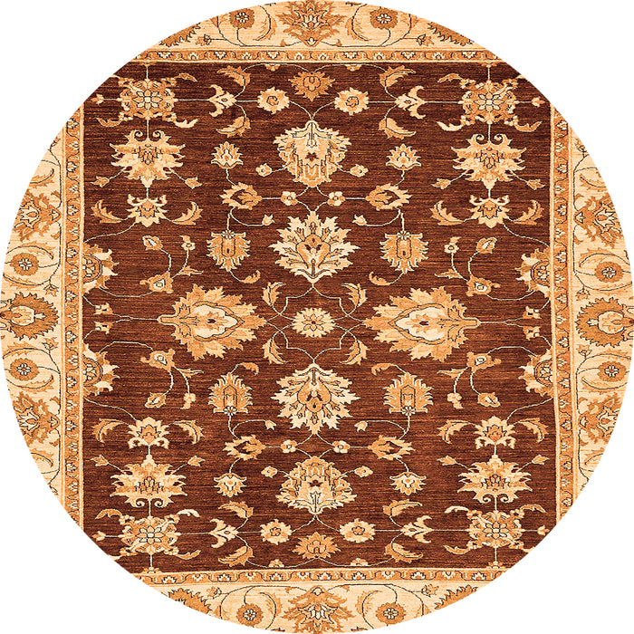 Round Oriental Orange Traditional Rug, abs432org