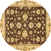 Round Oriental Brown Traditional Rug, abs432brn