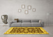 Machine Washable Oriental Yellow Traditional Rug in a Living Room, wshabs432yw