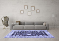 Machine Washable Oriental Blue Traditional Rug, wshabs432blu