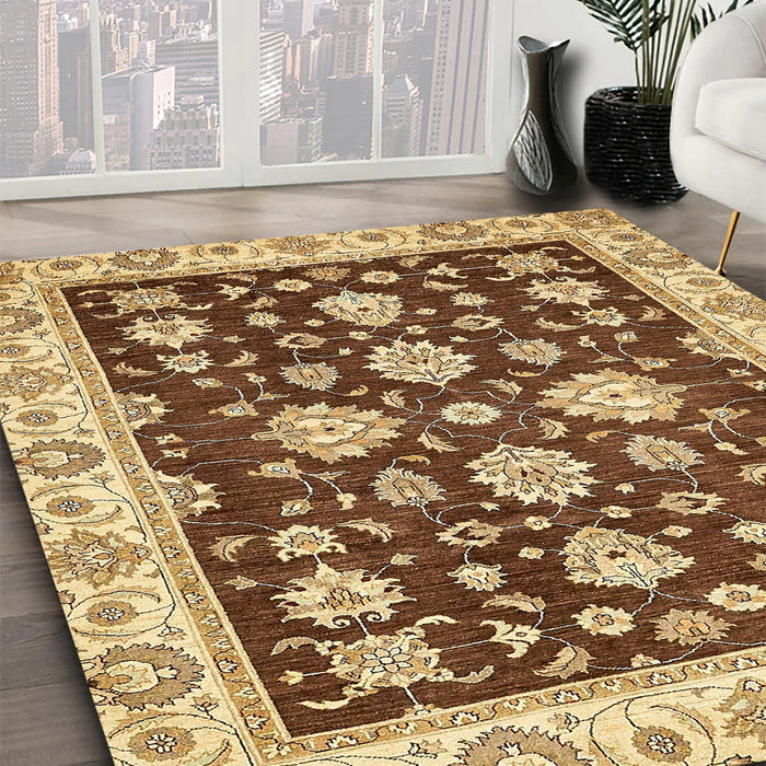 Machine Washable Abstract Chrome Gold Yellow Rug in a Family Room, wshabs432