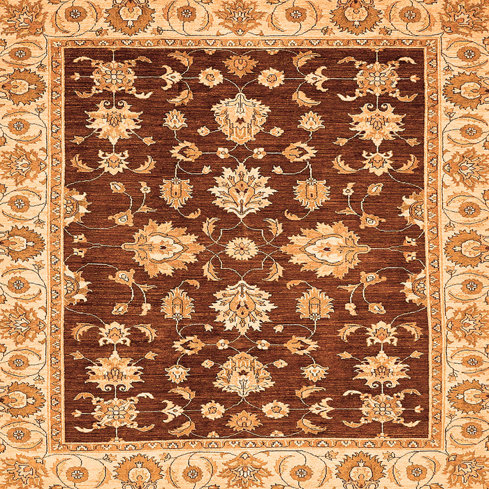 Square Machine Washable Oriental Orange Traditional Area Rugs, wshabs432org