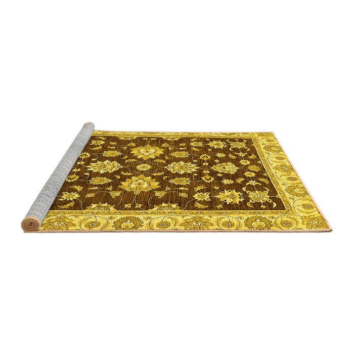 Sideview of Machine Washable Oriental Yellow Traditional Rug, wshabs432yw