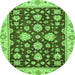 Round Oriental Green Traditional Rug, abs432grn