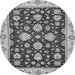 Round Machine Washable Oriental Gray Traditional Rug, wshabs432gry