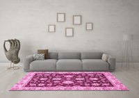 Machine Washable Oriental Pink Traditional Rug, wshabs432pnk