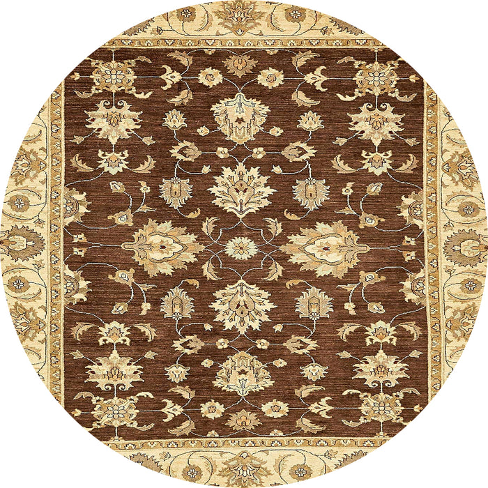 Round Machine Washable Abstract Chrome Gold Yellow Rug, wshabs432