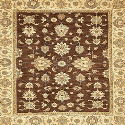 Square Abstract Chrome Gold Yellow Oriental Rug, abs432