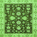 Square Oriental Green Traditional Rug, abs432grn