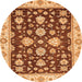 Round Machine Washable Oriental Orange Traditional Area Rugs, wshabs432org