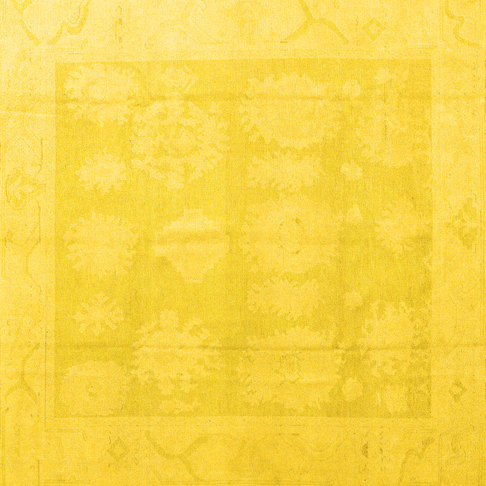Square Machine Washable Oriental Yellow Traditional Rug, wshabs4330yw