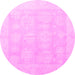 Round Oriental Pink Traditional Rug, abs4330pnk