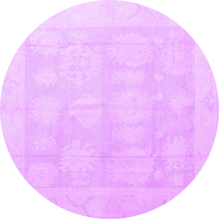 Round Machine Washable Oriental Purple Traditional Area Rugs, wshabs4330pur