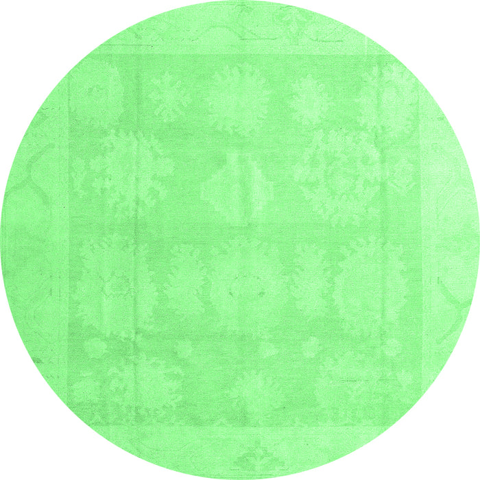 Round Oriental Emerald Green Traditional Rug, abs4330emgrn