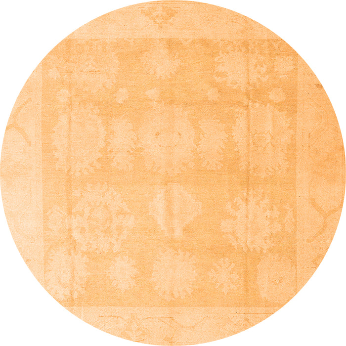 Round Machine Washable Oriental Orange Traditional Area Rugs, wshabs4330org