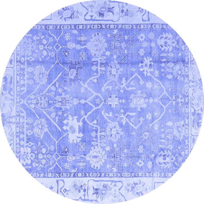 Round Oriental Blue Traditional Rug, abs4331blu