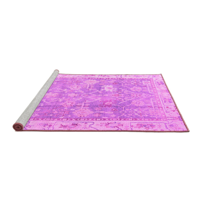 Sideview of Machine Washable Oriental Pink Traditional Rug, wshabs4331pnk