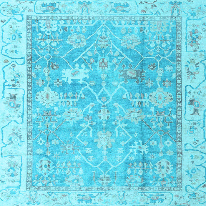 Square Machine Washable Oriental Light Blue Traditional Rug, wshabs4331lblu