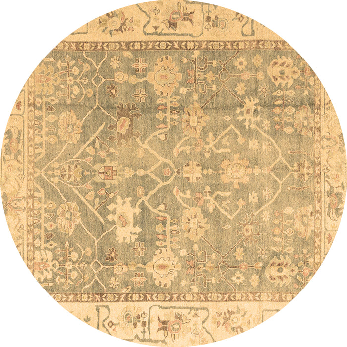 Round Oriental Brown Traditional Rug, abs4331brn